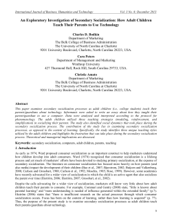 An Exploratory Investigation of Secondary Socialization: How Adult