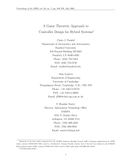 A Game Theoretic Approach to Controller Design for Hybrid Systems