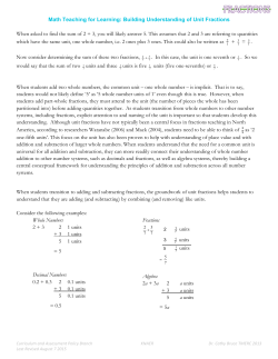 Building Understanding of Unit Fractions