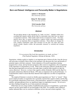 Born and Raised: Intelligence and Personality Matter in Negotiations