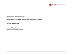 Medication Terminology: Use of Abbreviations
