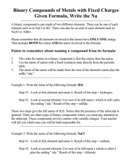 Binary Compounds of Metals with Fixed Charges Given Formula