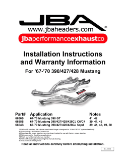 Installation Instructions and Warranty Information