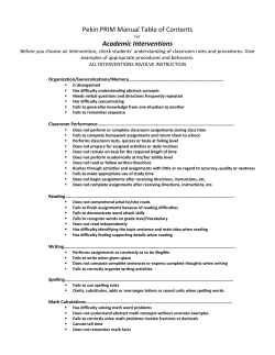 Dragon Prim Manual for ACADEMIC INTERVENTIONS