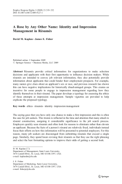 Identity and Impression Management in Resumes