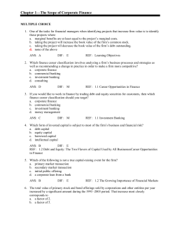 Chapter 1&mdash;The Scope of Corporate Finance
