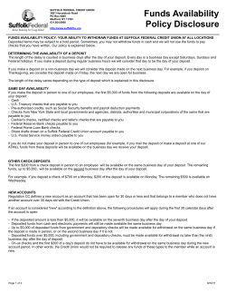Funds Availability Policy Disclosure