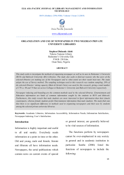 organization and use of newspapers in two nigerian private