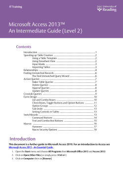 Microsoft Access 2013 An Intermediate Guide (Level 2)