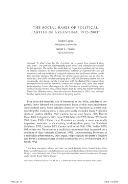 THE SOCIAL BASES OF POLITICAL PARTIES IN ARGENTINA