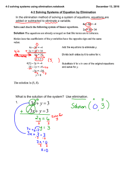 4-3 solving systems using elimination.notebook