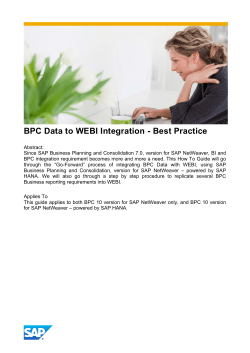 BPC Data to WEBI Integration - Best Practice