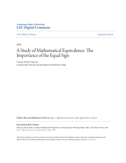 The Importance of the Equal Sign