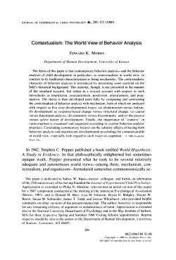 The World View of Behavior Analysis