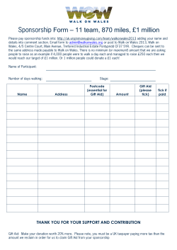 Sponsorship Form &ndash; 11 team, 870 miles, &pound;1 million