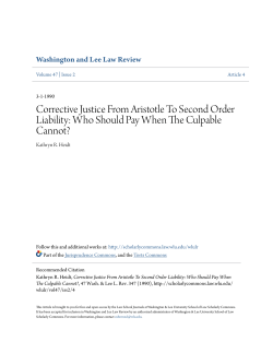 Corrective Justice From Aristotle To Second Order Liability: Who