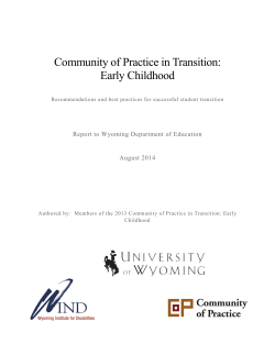 Community of Practice in Transition: Early Childhood