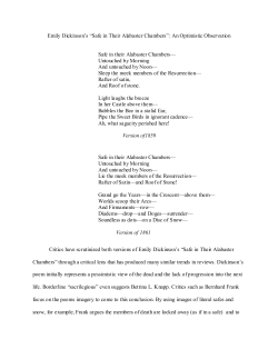 Emily Dickinson`s &ldquo;Safe in Their Alabaster Chambers&rdquo;: An Optimistic