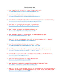 Poetry Scavenger Hunt 1. Read &ldquo;Acquainted with the Night&rdquo; and