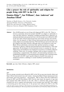 Like a prayer: the role of spirituality and religion for people living