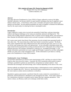 NDA Analysis of Legacy INL Wastes for disposal at WIPP D.C.