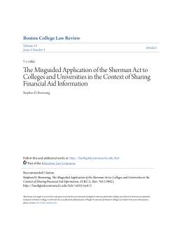 The Misguided Application of the Sherman Act to Colleges and
