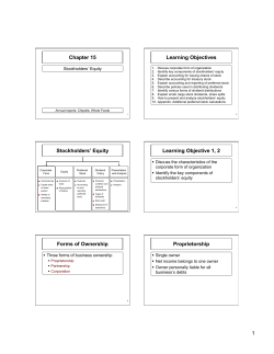 Stockholders` Equity Learning Objective 1, 2
