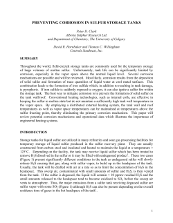 &ldquo;Preventing Corrosion in Sulfur Storage Tanks,&rdquo; presented at