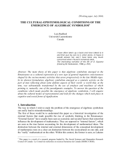 THE CULTURAL-EPISTEMOLOGICAL CONDITIONS OF THE