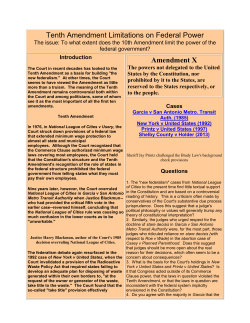 Tenth Amendment Limitations on Federal Power