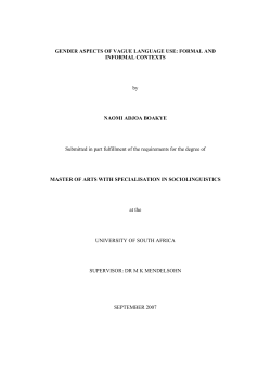 GENDER ASPECTS OF VAGUE LANGUAGE USE: FORMAL AND