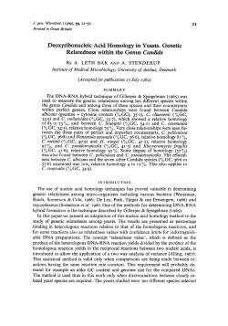 Deoxyribonucleic Acid Homology in Yeasts. Genetic