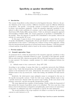 Specificity as speaker identifiability