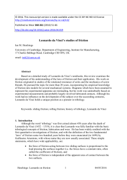 Leonardo da Vinci`s studies of friction