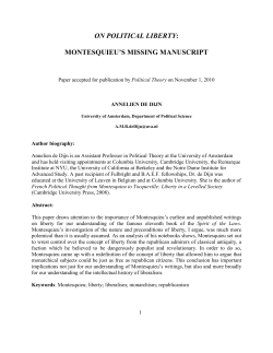 Montesquieu on Political Liberty - De Dijn - final
