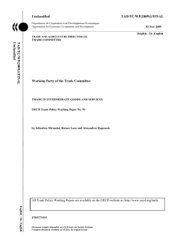 TAD/TC/WP(2009)1/FINAL Working Party of the Trade