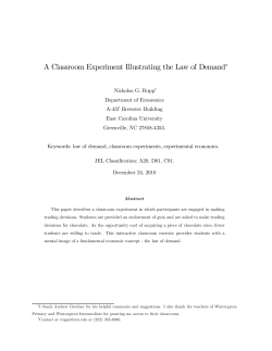 A Classroom Experiment Illustrating the Law of Demand*