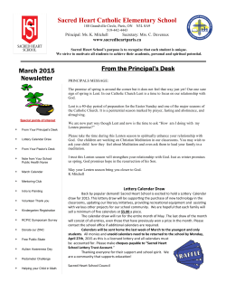 March 2015 Newsletter Sacred Heart Catholic Elementary School