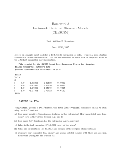 Homework 3 Lectures 4: Electronic Structure Models (CBE 60553)
