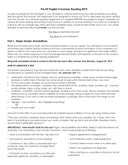 Pre AP English II Summer Reading 2015 Part 1