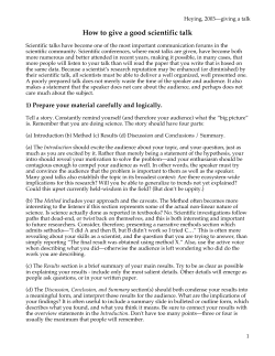 How to give a good scientific talk