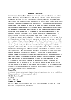 CHURCH COVENANT Preamble Article I – NAME