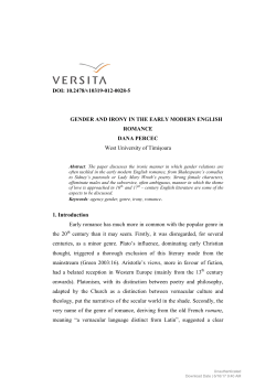 Gender and Irony in The Early Modern English Romance