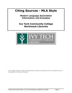 Citing Sources - MLA Style - Ivy Tech Community College