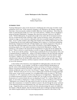 Action! Shakespeare in the Classroom Norina S. Terry Bellaire High