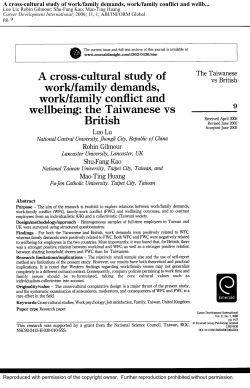 A cross-cultural study of work/family demands, work/family conflict