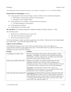 IB Biology Notes for Cells The information in this document is meant