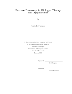 Pattern Discovery in Biology: Theory and Applications