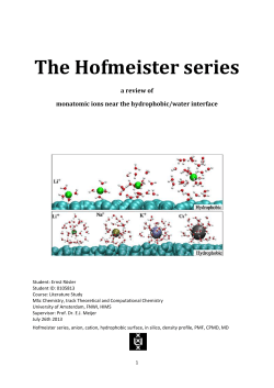 The Hofmeister series - UvA/FNWI