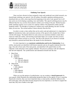 Outlining Your Speech - University of Arkansas